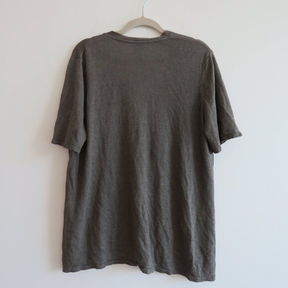 J. JILL Linen Blend Button Front Cardigan in Khaki Green Lagenlook Coastal Sz L - Picture 11 of 14